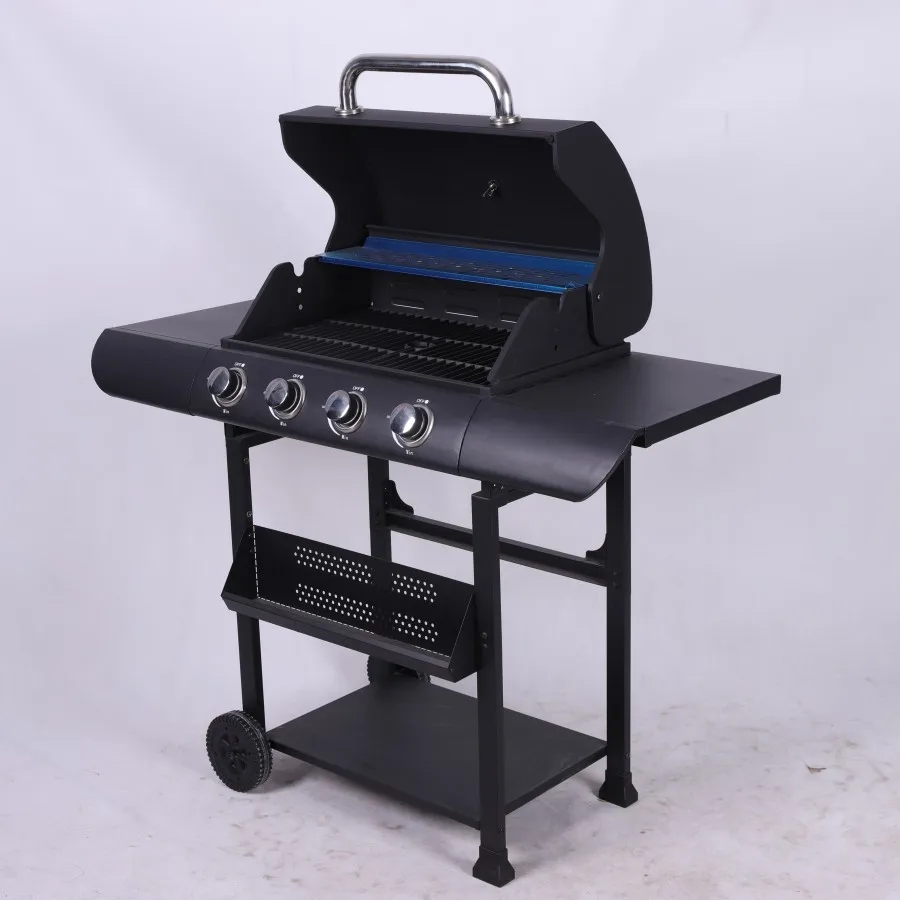 4-Burner BBQ Propane Gas Smokeless Grill Cabinet Style Gas Grill Garden Barrel Trolley Bbq Grill manufacture