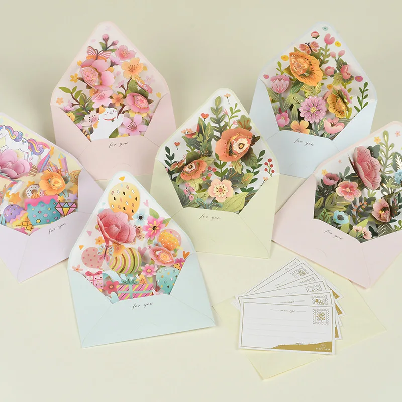 Creative DIY Small Fresh 3D Three-dimensional Greeting Card Universal Lovely Blessing Children Teachers Thank You Card