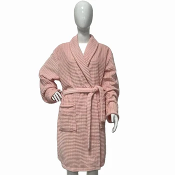 Custom OEM Factory Wholesale New Fabric High Quality AB yarn Bathrobe Shawl Collar Robe for Women 270gsm