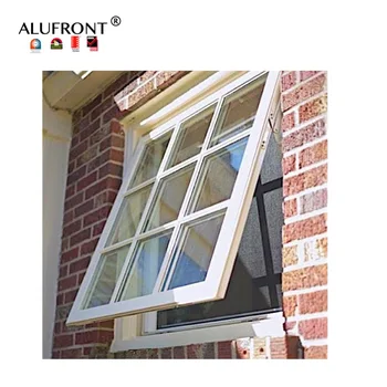 ALUFRONT Aluminum Windows with Gas Strut Awning Window Double Glazed Glass Aluminum Windows for Kitchen