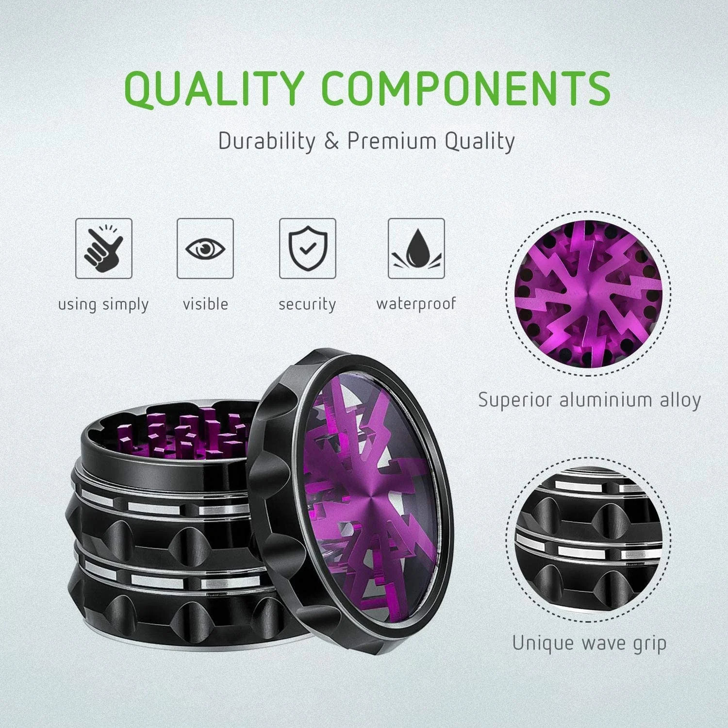 Easy to Use Different Color Available Superior 2.5 Inch Aluminium Herb Grinder