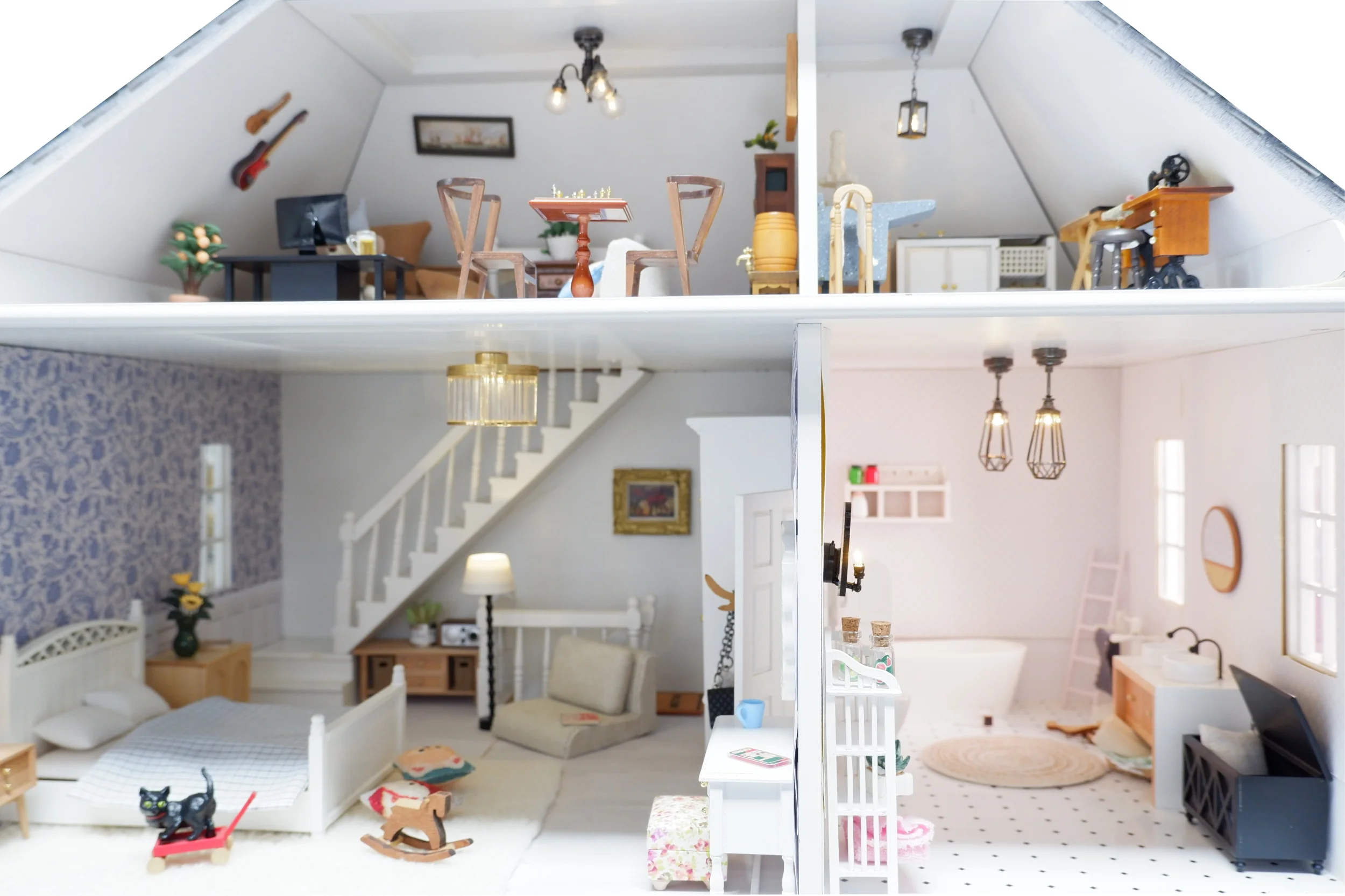 112 Scale Brass Dollhouse Miniature Chandeliers - QUNWEI