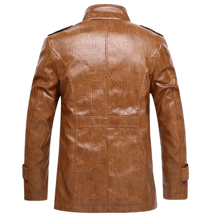 Men's Winter Jacket - Lightweight Fur One Leather PU Coat