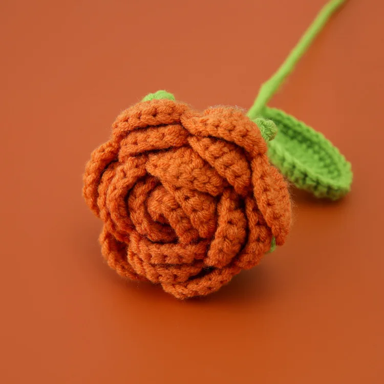 Creative Finished Crochet Gradient Wool Rose Single Valentine's Day Chinese Valentine's Day Christmas Bouquet Flower Sewing Kit