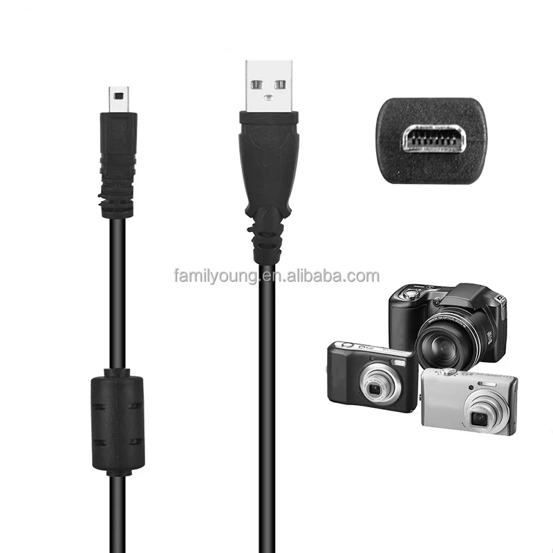 UC-E6 Digital Camera USB Data Cable Mini 8 Pin Data Cable for Nikon CoolPix Fuji Panasonic Olympus Sony 1.5M Ferrite Core