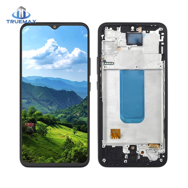 TFT Screen With Frame for Samsung Galaxy A34 Ekran Ecran Display Digitizer Assembly Complete Screen Replacement Pantalla Tela