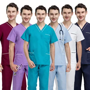 Men's and Women's Polyester Cotton Operating Room Scrub Suit High Quality Medical Uniforms Hospital Nurse Clinic Dental Salon