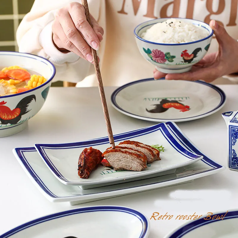 Retro Rooster Ceramic Plates - Perfect for All Occasions