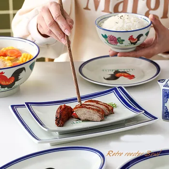 Retro Rooster Ceramic Plates - Perfect for All Occasions