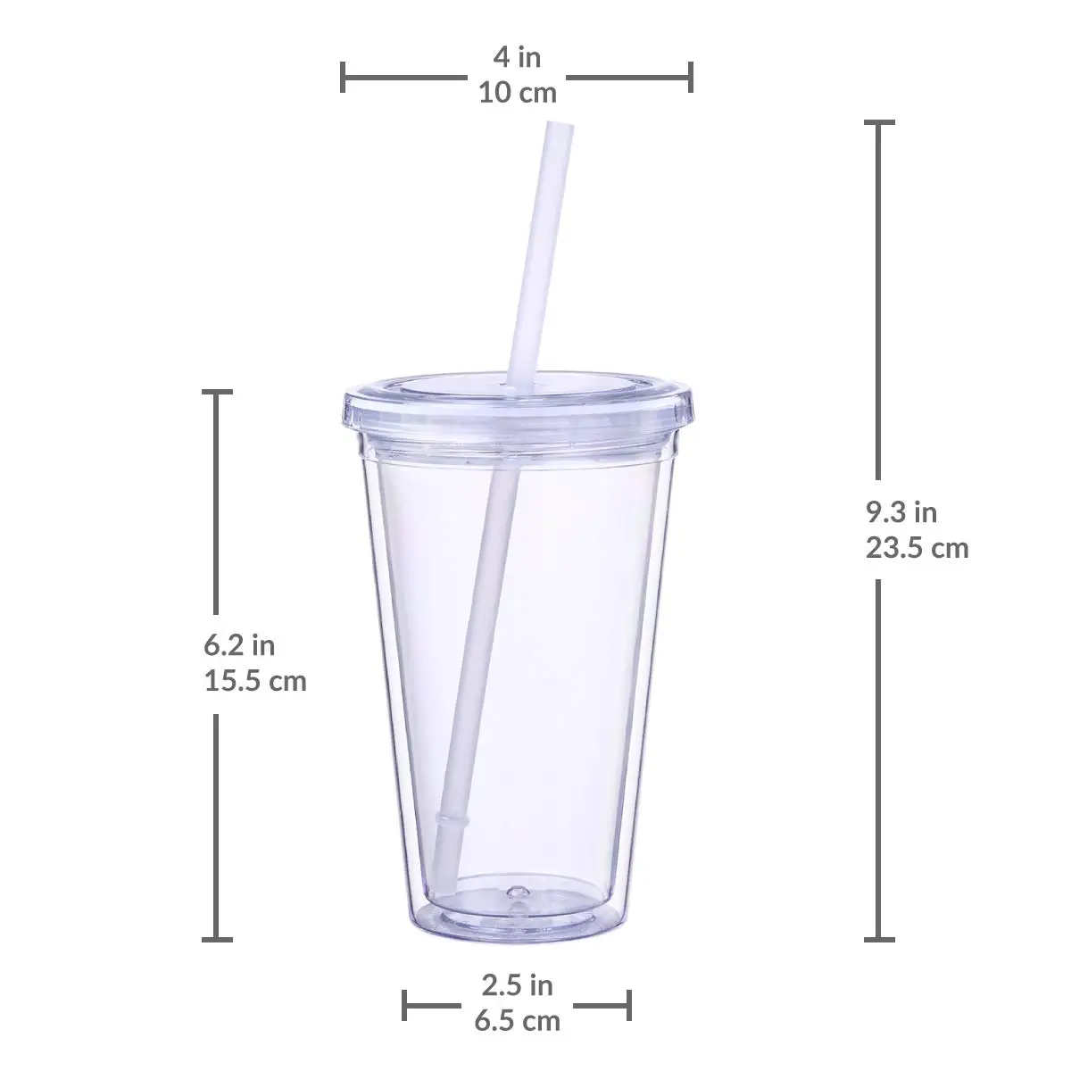 Wholesale 16 oz Classic Insulated Double Wall clear Acrylic Snowglobe  Tumblers Cup with Lids and Straws