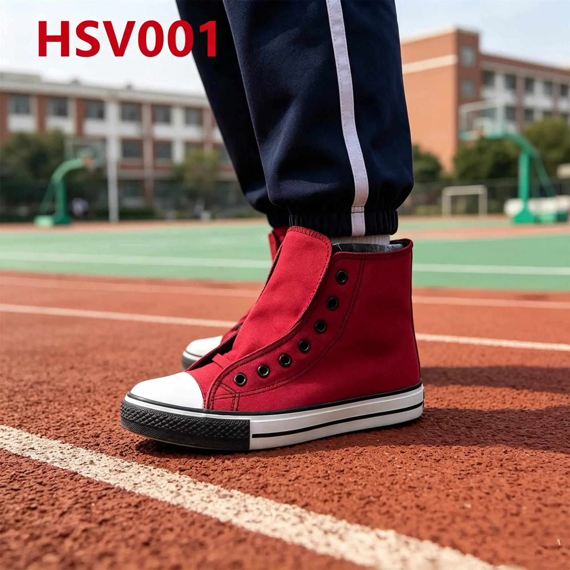 ZYF,Street-dance Premium Canvas Fabric Red Hua Singh Sneakers Campus Walk Vulcanized Process Middle Cut School Shoes HSV001