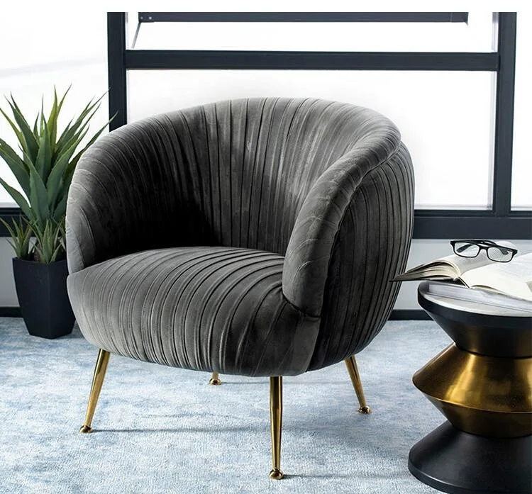 Luxury Italian Modern Living Room Furniture Hotel Lounge Tufted Velvet Sofa Chair Single White Gold Accent Chair