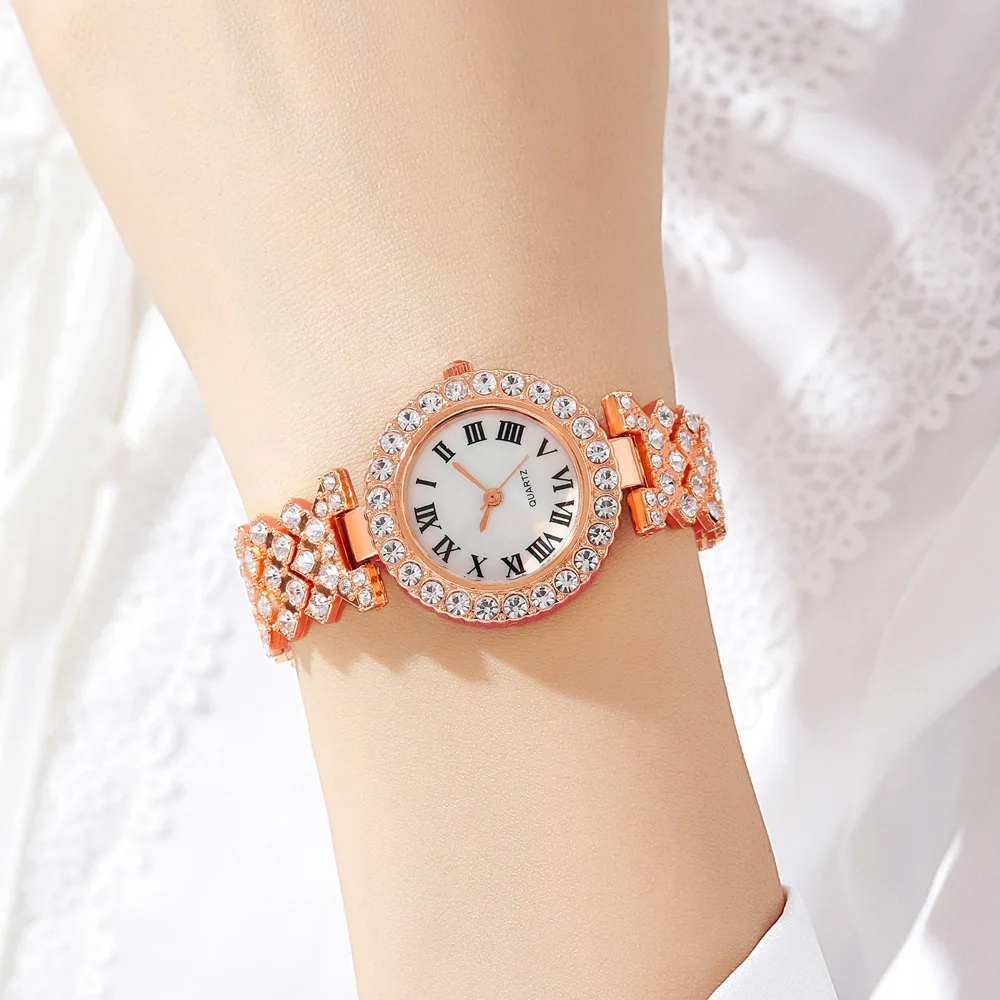 New Diamond Full Luxury Bracelet Watch Set Women's Quartz Watch
