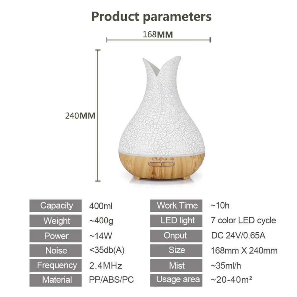 400ml Flaw Essential Oils Aroma Diffuser with CE ROSH Certificate