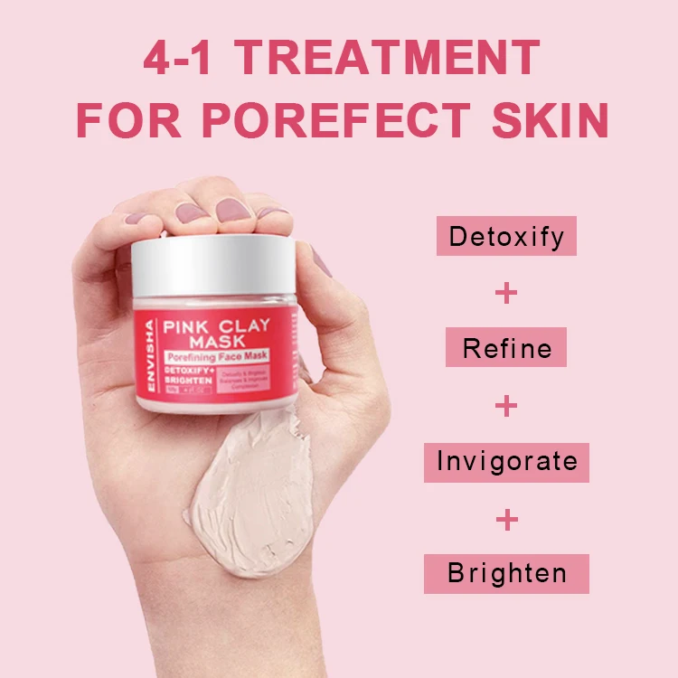 Free Sample Natural Pink Clay Mask Skin Detoxifying Whitening Facial Kaolin Clay Mask