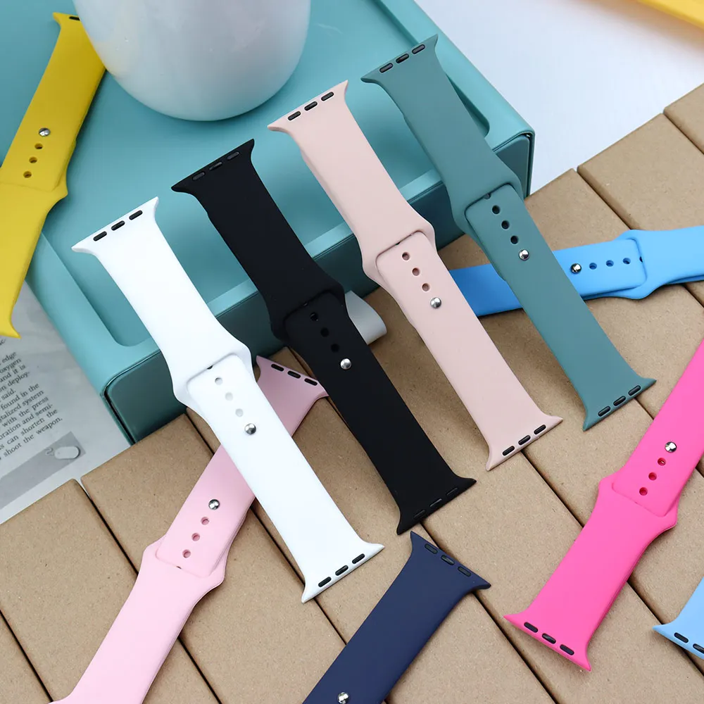 62 Colors For Classic Silicone Apple Watch Bands Smart Sport Rubber Watch Strap 38 40 41 42 44