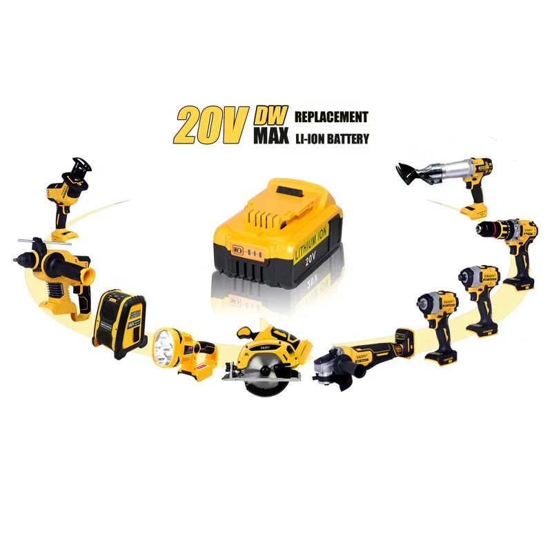 EKIIV 20V Power Tools Rechargeable Lithium Electric Hammer Drill Brushless Angle Grinder Cordless Wrench Combination Tool Set