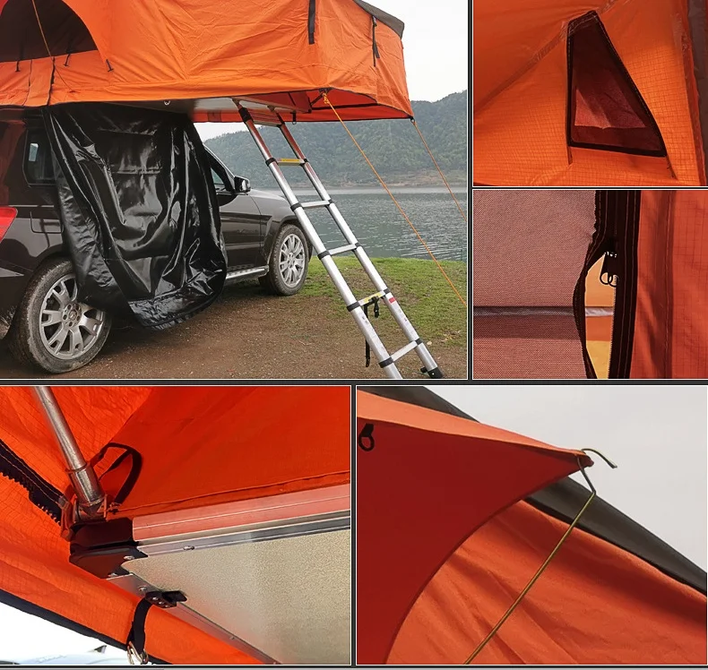 3-5 Person Waterproof >3000 mm Rooftop Tent with 420D Oxford Fabric for Camping Car