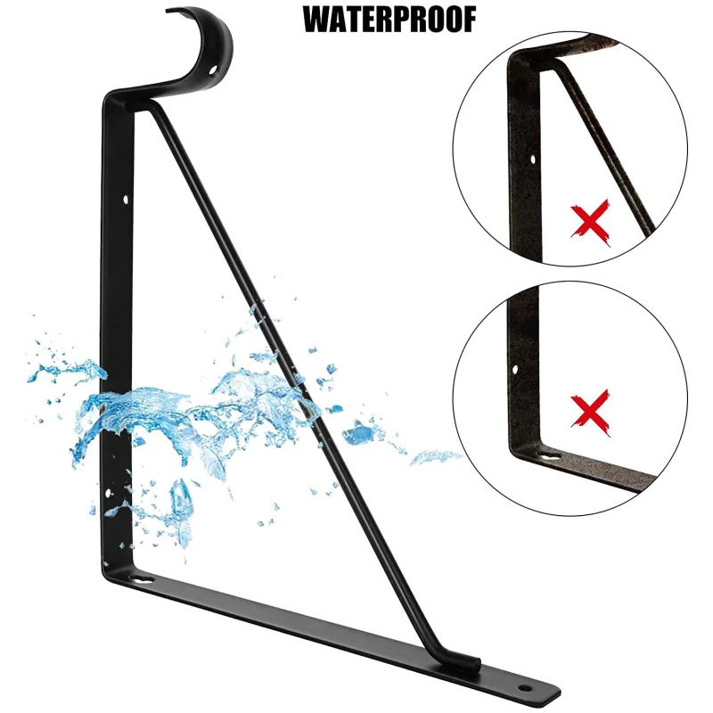 Heavy Duty Closet Shelf & Rod Bracket Black Closet Rod Support Hooks