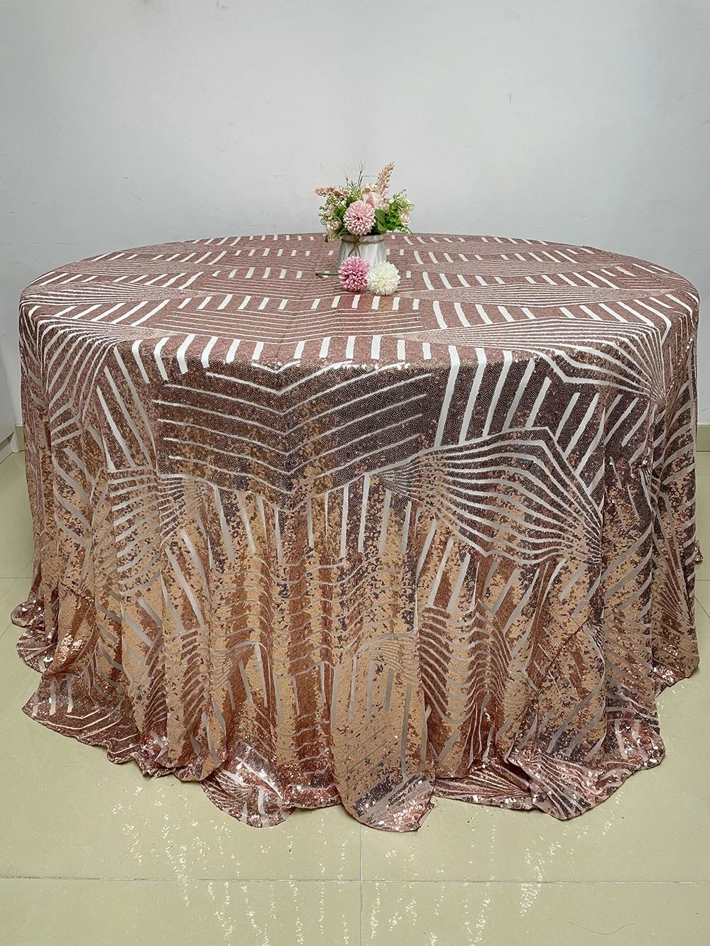 Newfashioned High Quality Wedding Rose Gold Sequin Tablecloth