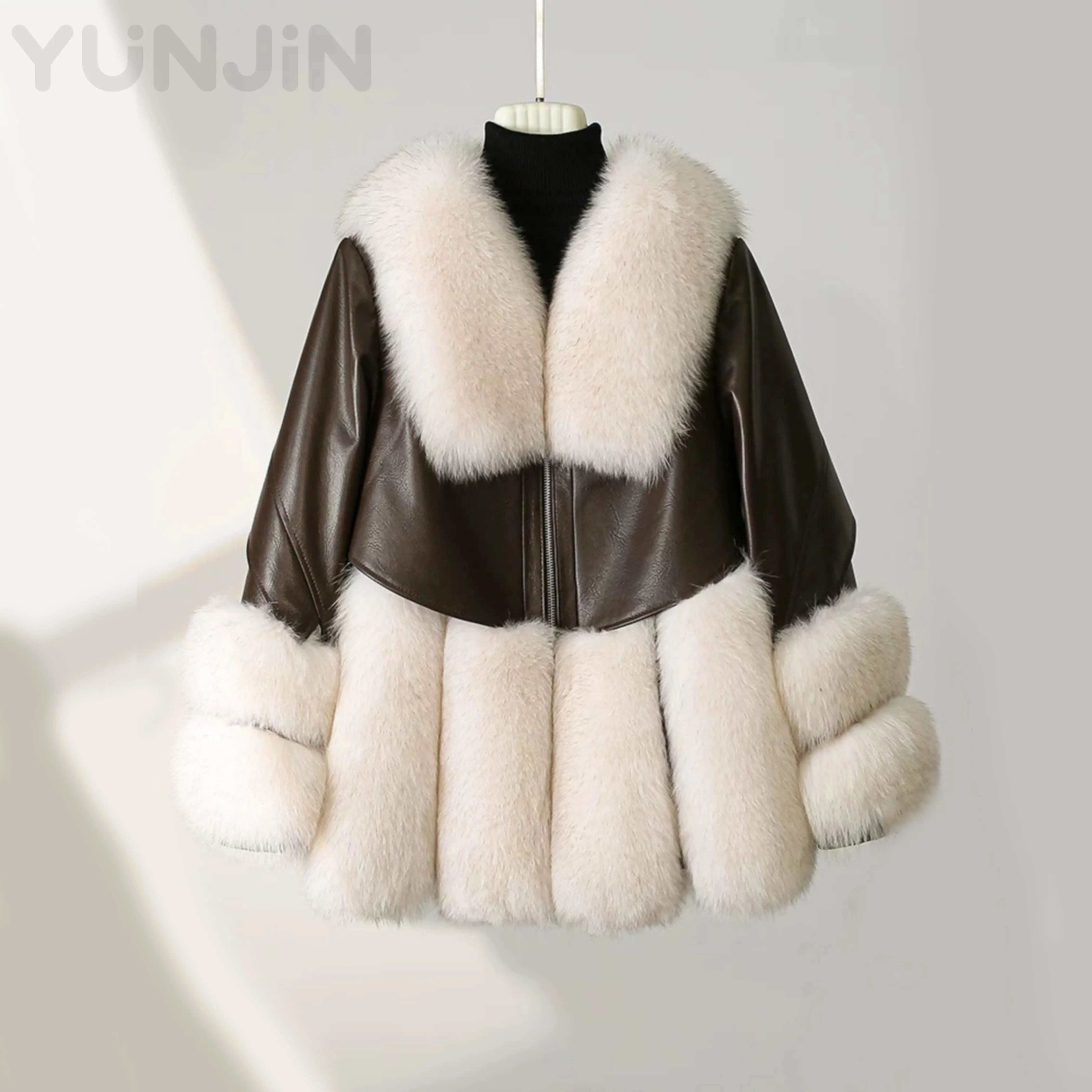 Fashion Luxury Women's Real Fox Fur Trim Winter