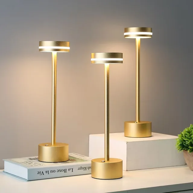Modern Retro H Desk Lamp for Bedroom Touch Nightlight Charging Eye Creative Atmosphere Bedside Aluminum Battery-Powered Metal