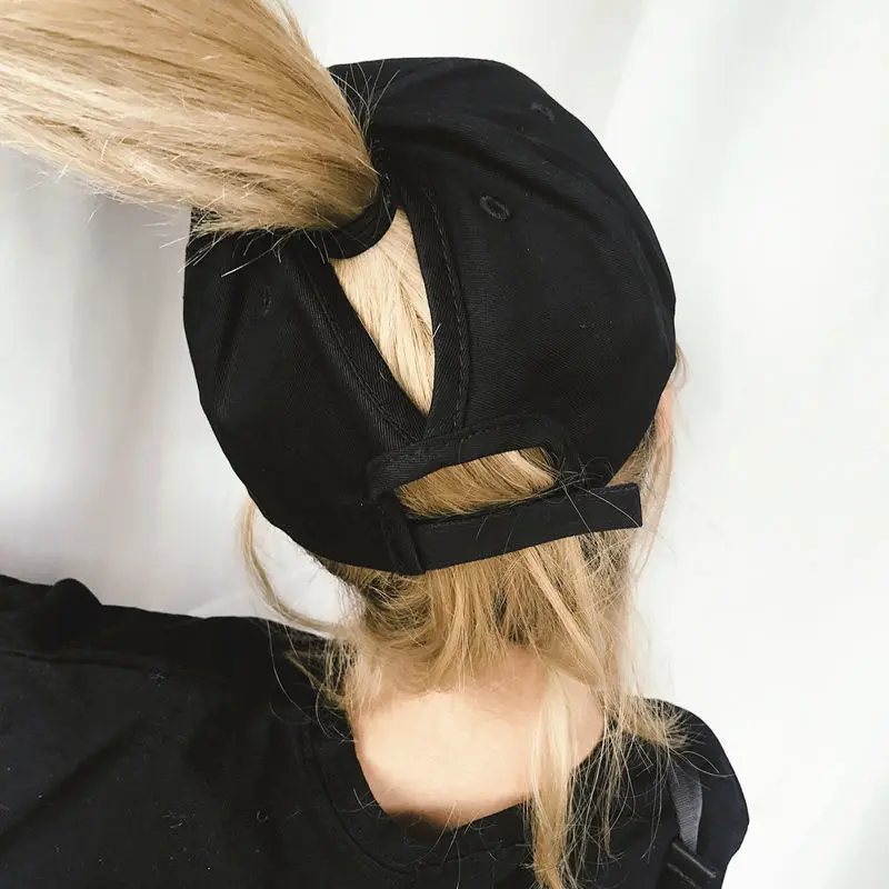 Wholesale Simple Solid Color Ponytail Hat Women's Blank Sports Hats