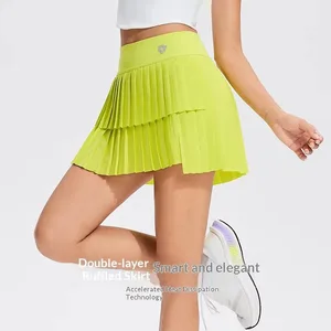 Under Lulu Custom Sports Short Skirt Two-piece Running Women's Hip Covering Yoga Anti-running Light Breathable Tennis