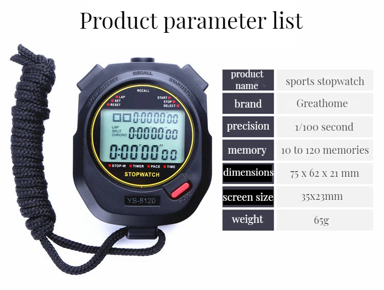 Memory Handheld Pocket Stopwatch With Recall Sports Digital Run