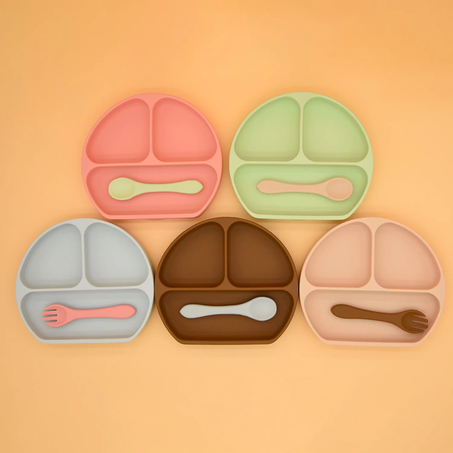 2021 детская небьющаяся самокормящаяся чаша с присоской для малышей набор посуды без бисфенола А разделенная силиконовая детская тарелка