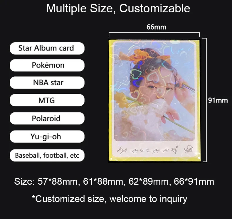 Custom Hologram Card Sleeves Prismatic Defender Photo Cover Bunny Anime Art Card Protector Sleeve for TCG MTG Poke-mon Yugi-oh Custom Hologram Card Sleeves Prismatic Defender Photo Cover Bunny Anime Art Card Protector Sleeve for TCG MTG Poke-mon Yugi-oh