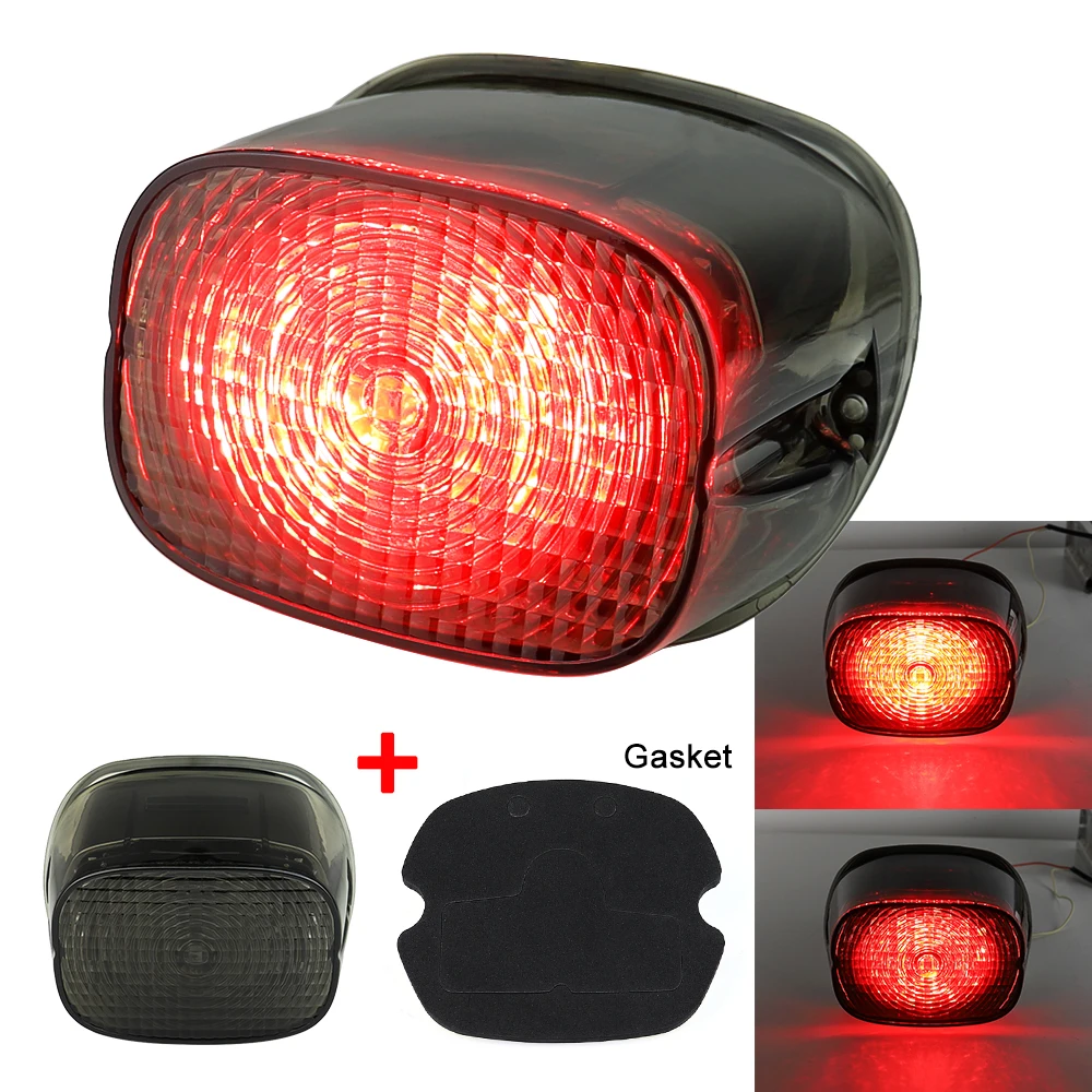 Motorcycle Smoke LED Tail Brake Light Fits for 1999-Up Big Twin or Sportster Models OEM Squareback Taillight