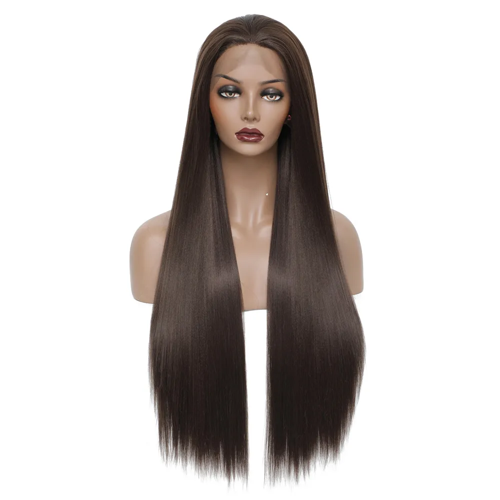 Xtress Light Brown Synthetic Lace Front Wigs For Black Women Long