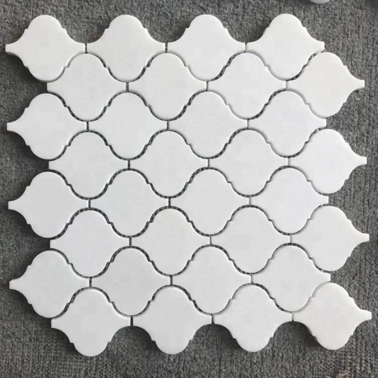 Natural Stone Lantern-shaped Marble White Bathroom Wall Mosaic Tile for Apartment Decor