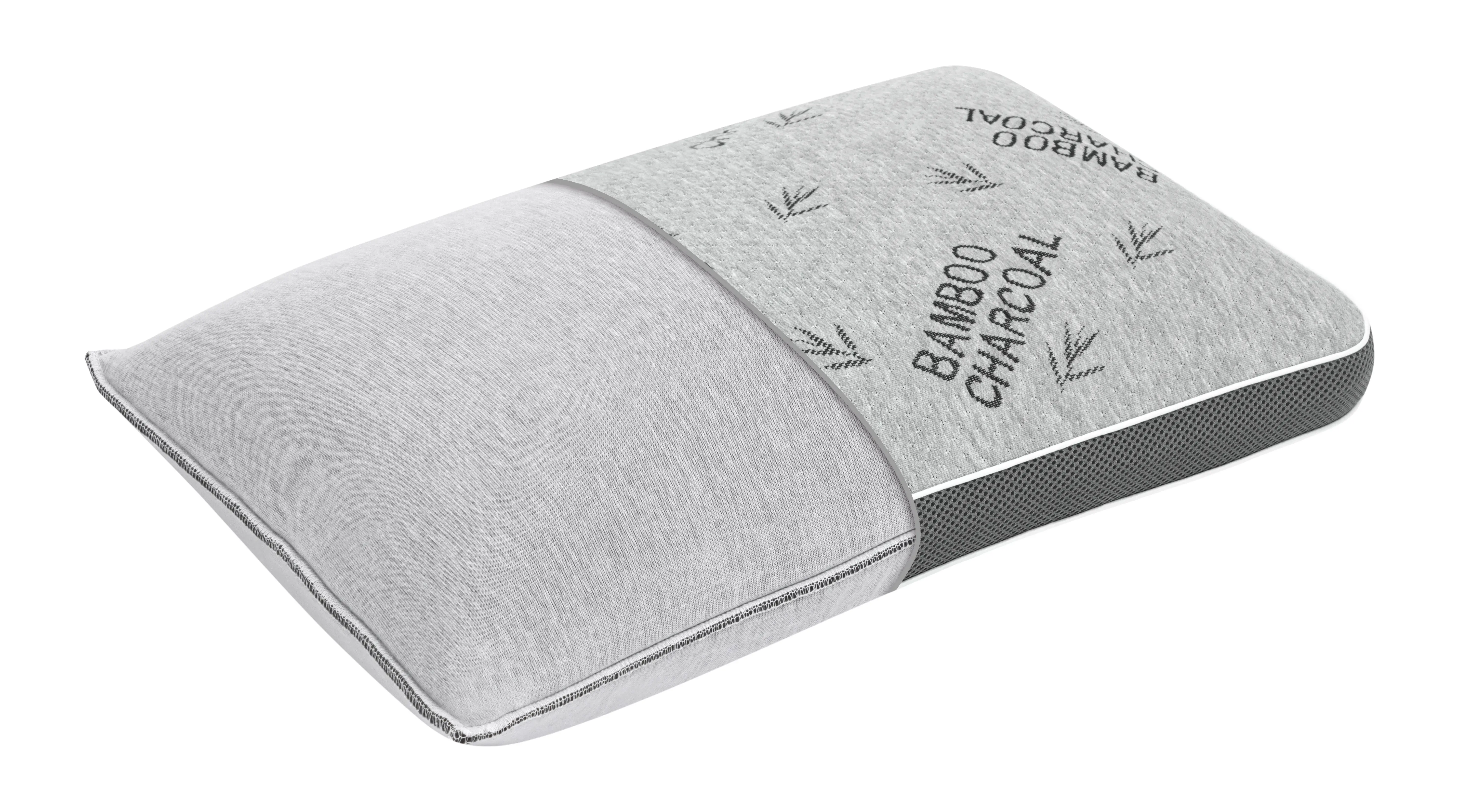 Fresh and Soft Memory Foam Pillow Infused with Bamboo Charcoal Pack of 2 for Healthy and Restful Sleep for Neck Back Massage