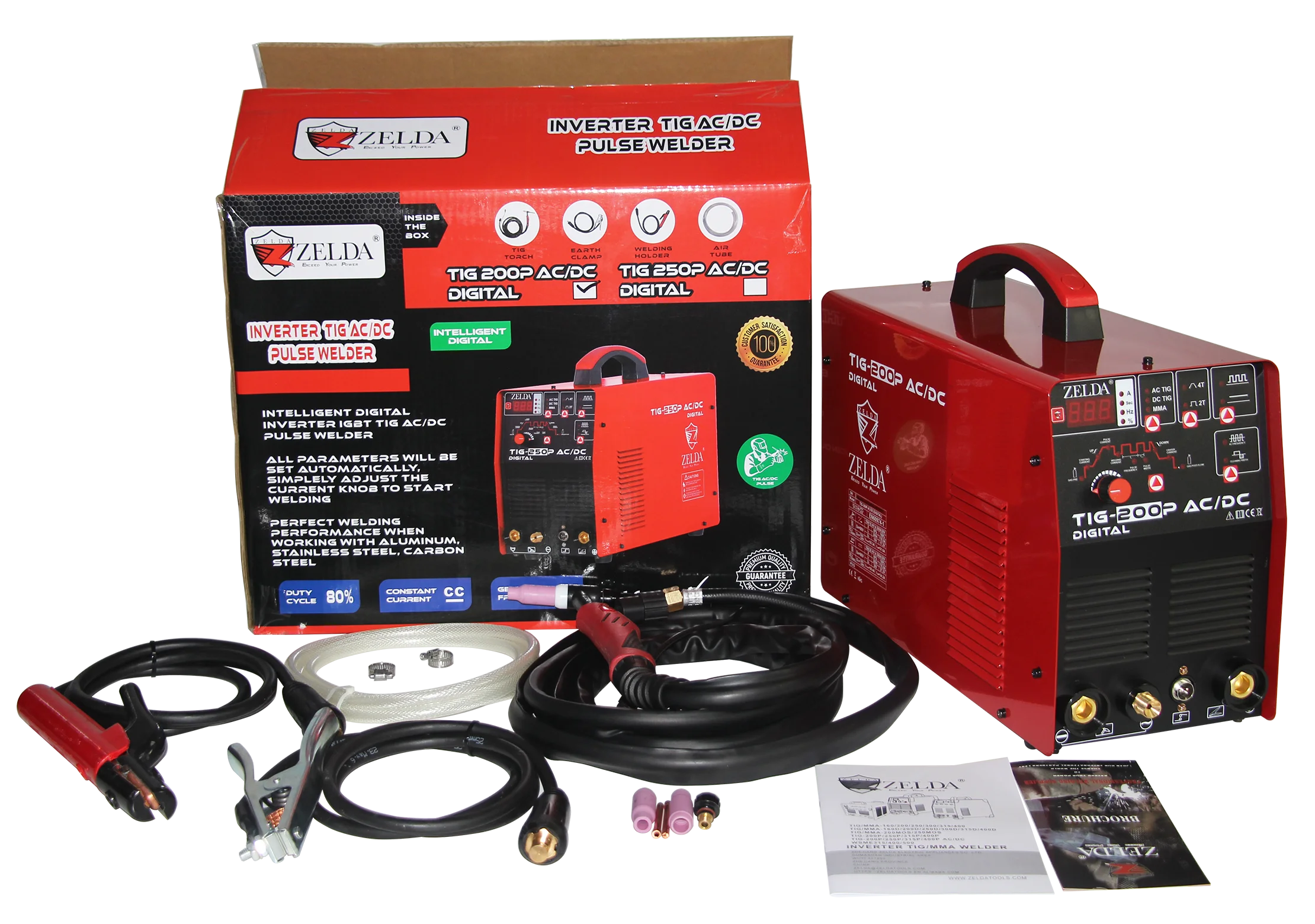 Zelda Tig 200p Single Phase Aluminum TIG Welder AC/DC Digital
