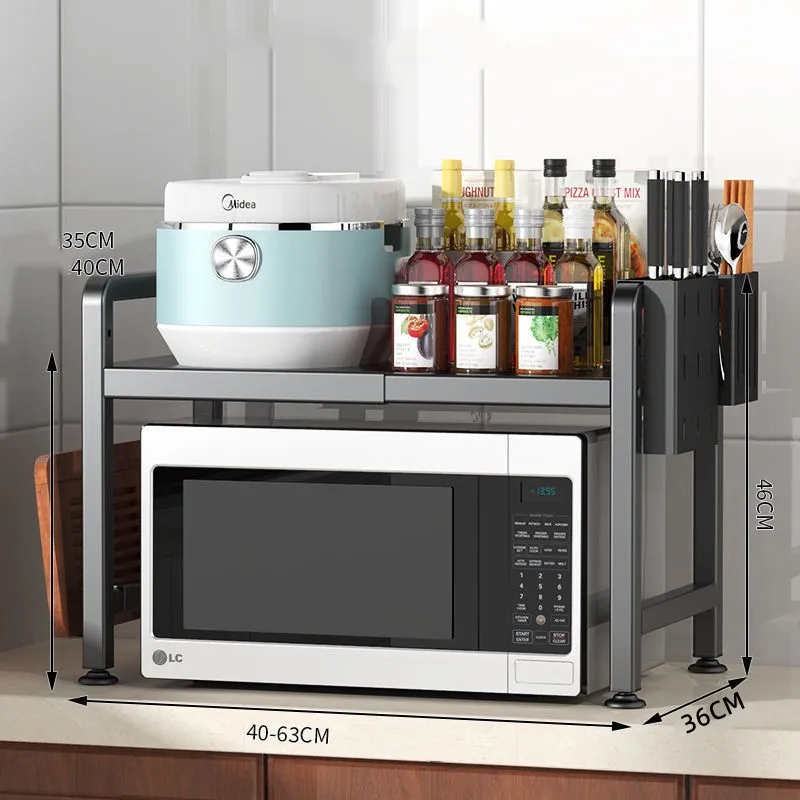 Double Layers Adjustable Kitchen Organizer Shelf Metal Microwave Oven Storage Rack Buy Kitchen