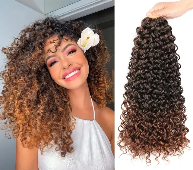 Curl Ombre Light Wavy Beach Curls Crochet Hair Water Wave Crotchet Hair Synthetic Curly Braiding Hair Extensions