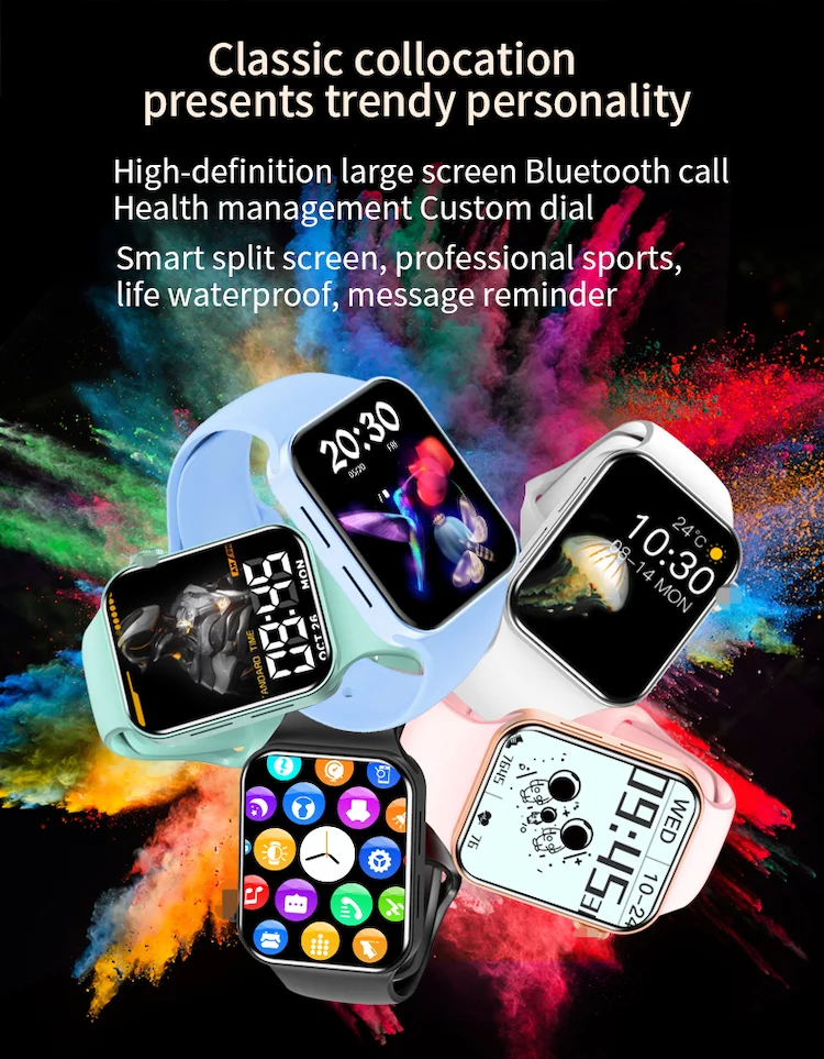 COLOR CLUB T100 Plus, Series 7, 385x320 HD Pixel Smartwatch Pair Android &  iOS (Black Strap, Size : Free Size) : : Electronics