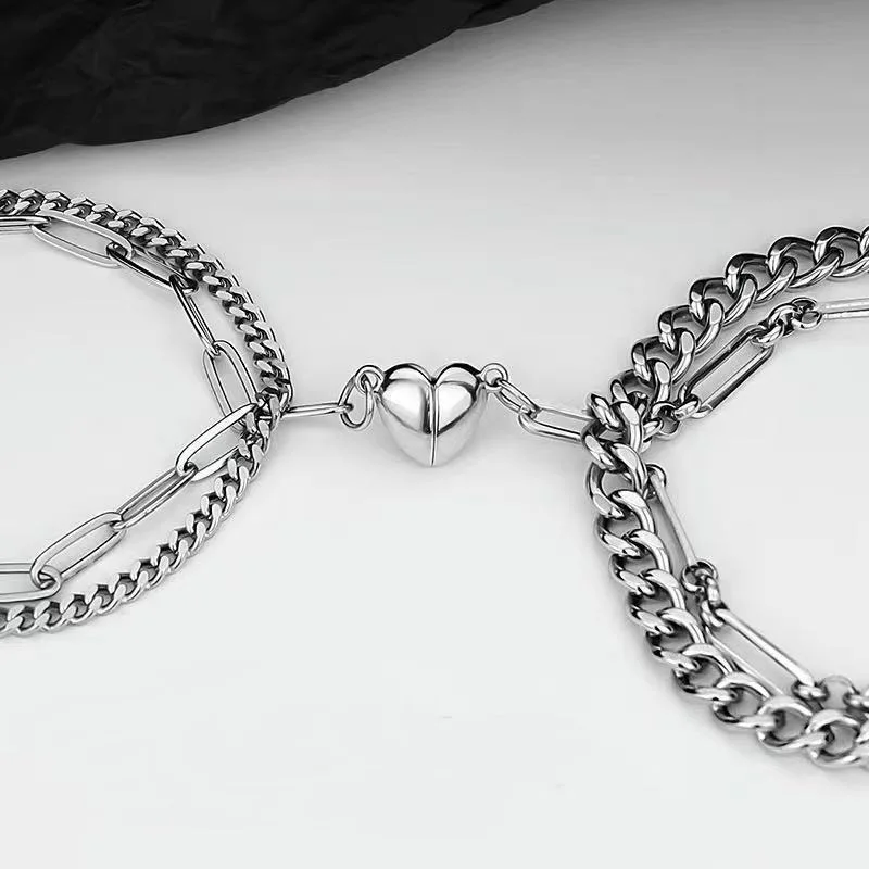 Yujinfu Fashion 2PCS Couple Chain Magnetic Heart Bracelet - China