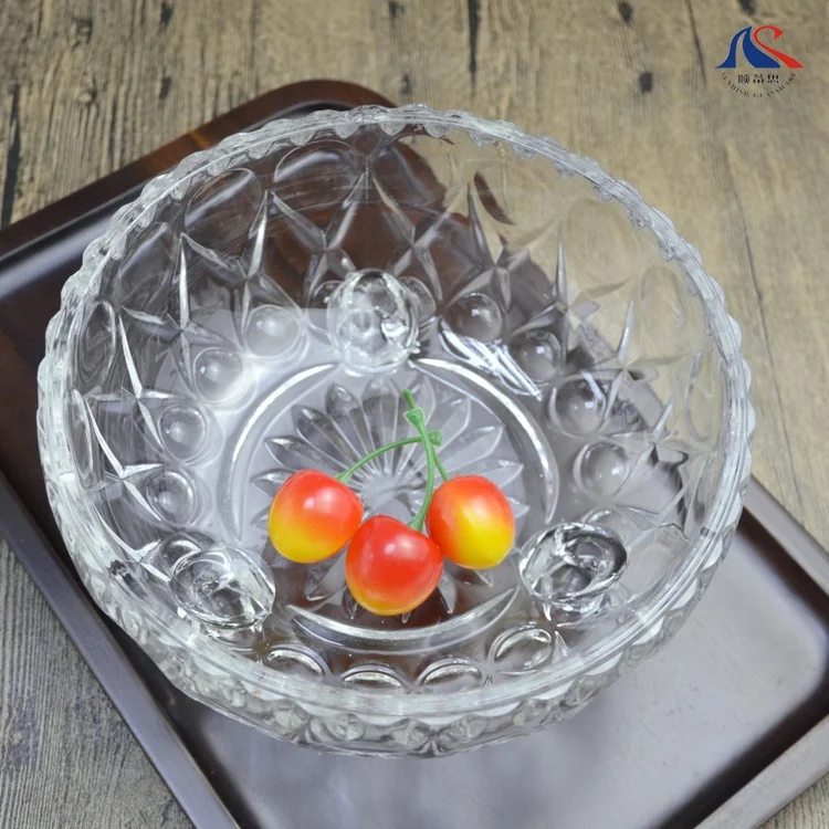 Large  Glass Salad Bowl With Base High Capacity Durable Fruit   Dish Aesthetic Middle East Tableware