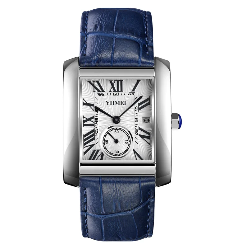 SYN Fashion Quartz Watch Men's Leather Strap Watch Two-Hand Dial Waterproof Watch Men Watch