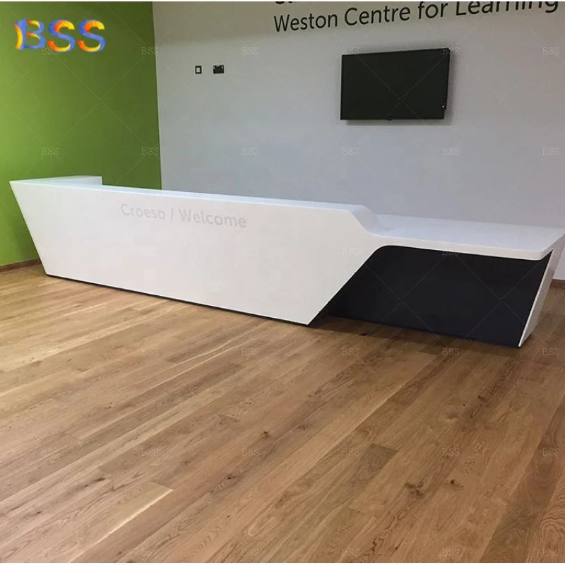 Office Front Reception Area Design Popular Custom Size White Marble Commercial Use Medical Modern Office Reception Furniture