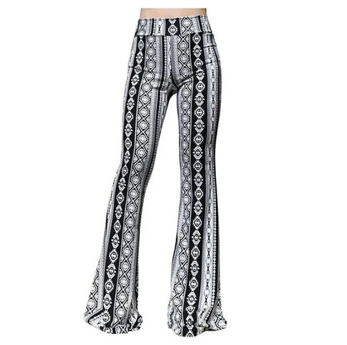 Europe and the United States Ladies Wide Leg Flared Ladies Printed Fashion Personality Pants for Women