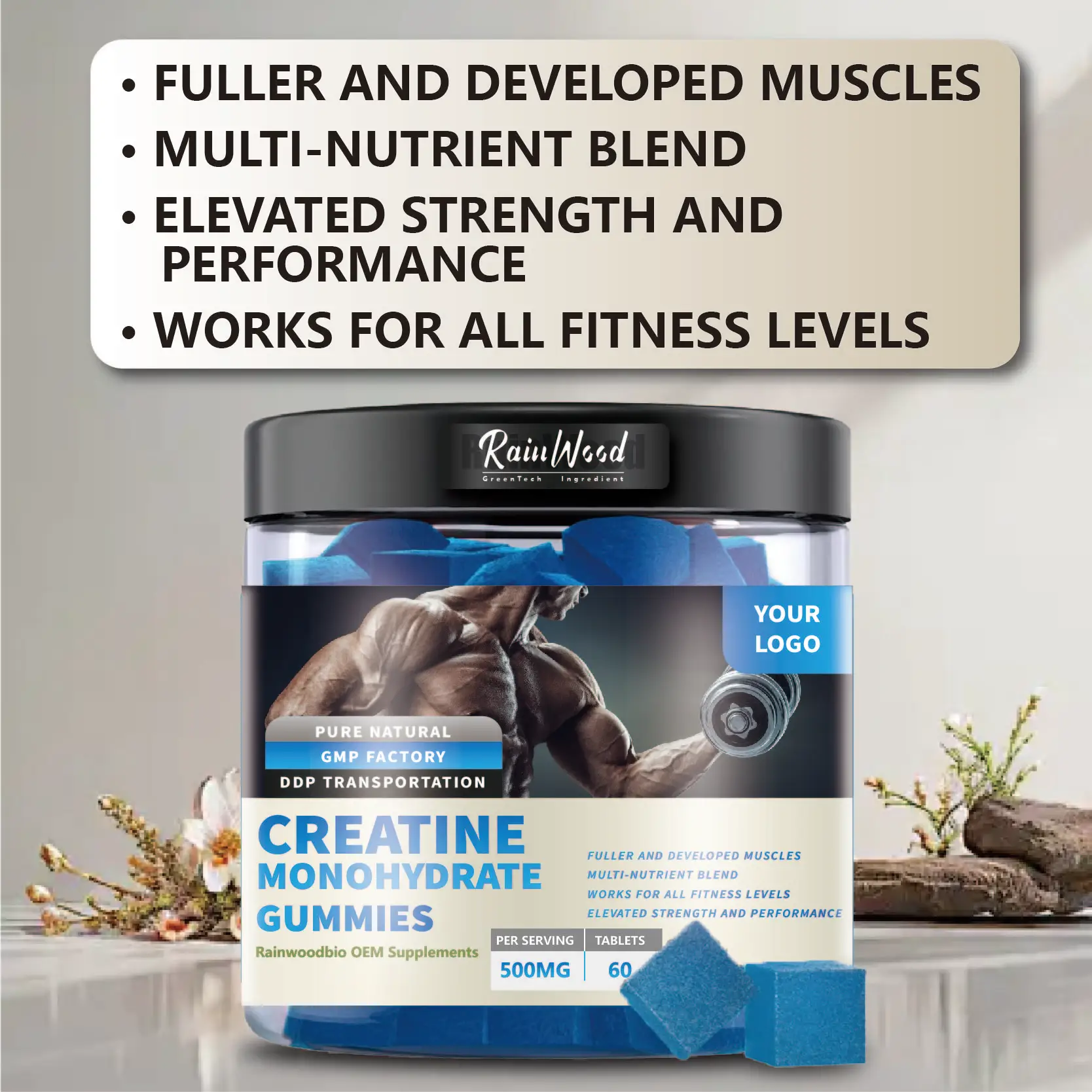 Monohydrate Creatine Gummies Private Label Creatine Monohydrate Muscle Gummies 5000mg Creatine Gummies