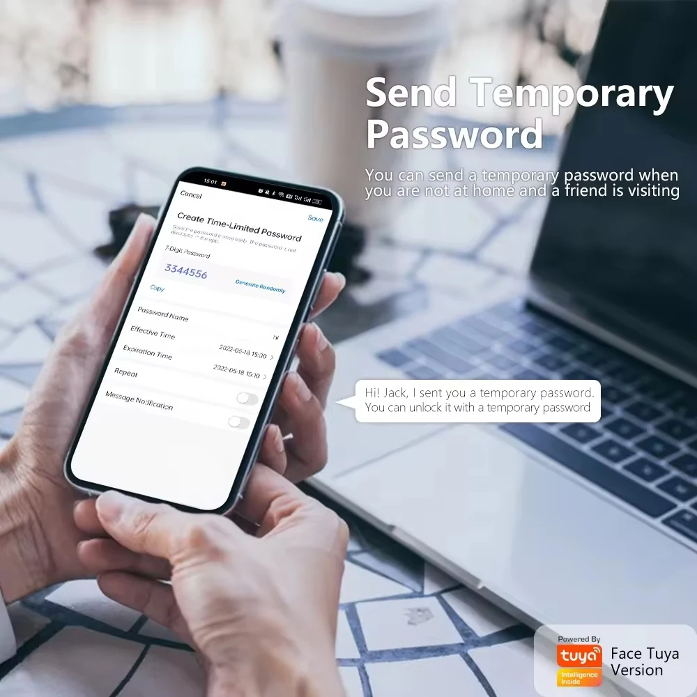 High RecognitionSmartLock ForHomeApartment Waterproof Anti-Theft RFID Fingerprint Password Access Tuya Control For Wood thumbnail 5