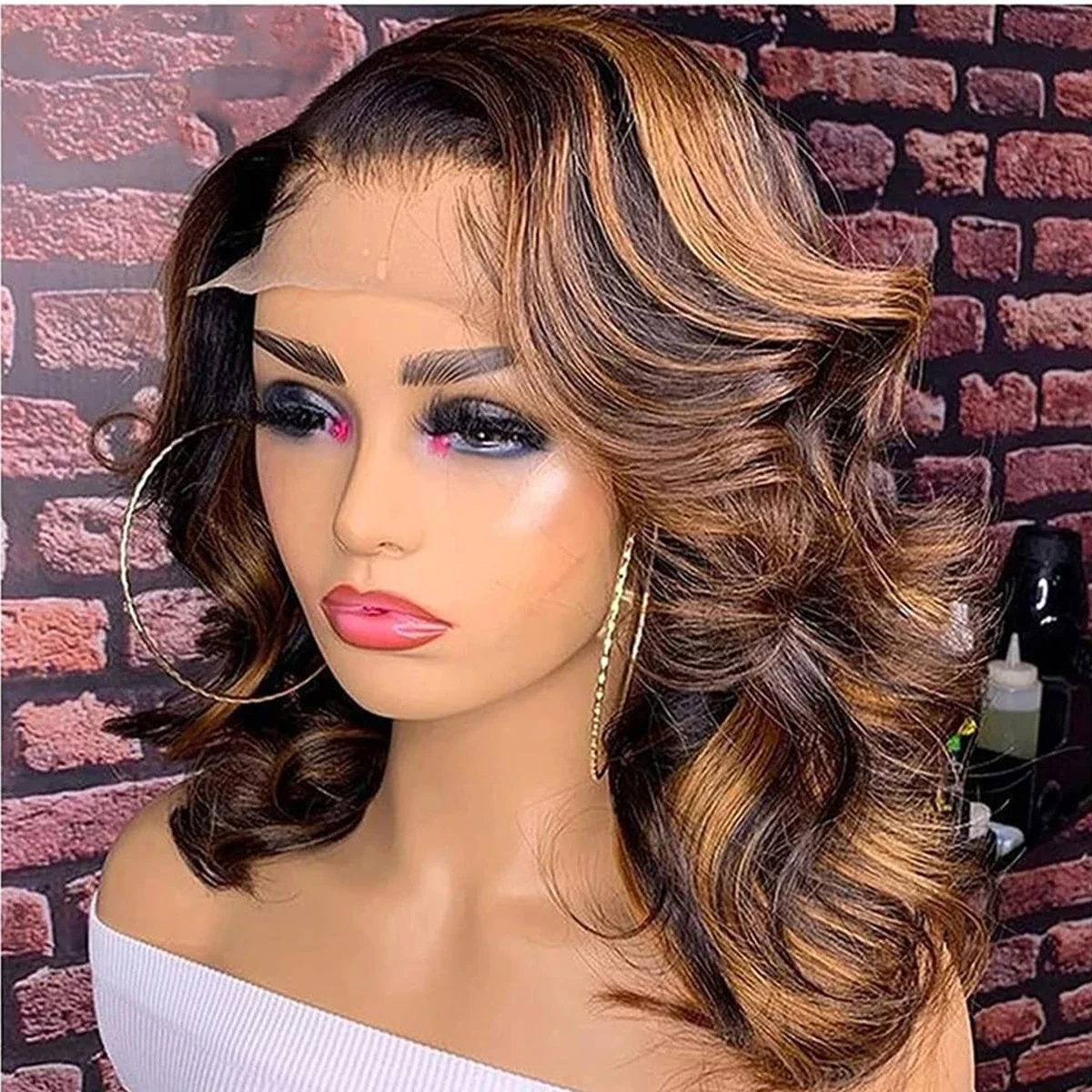 Body Wave Ombre Bob Wig Remy Human Hair T Part Lace Wig P4 30 13x5x1 180% Density_voghion.com