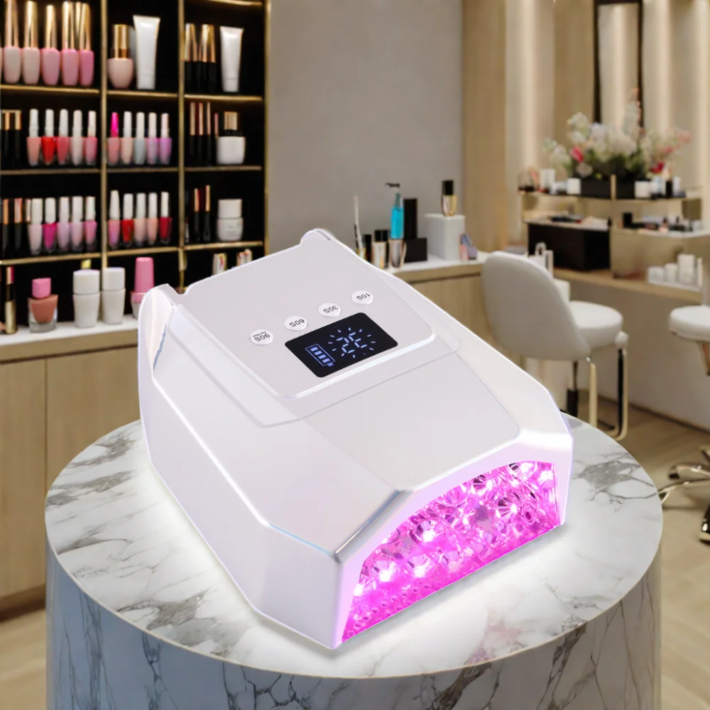 2025 New Design Gradient Color 98W Portable Cordless Pro Cure LED Nail Lamp Professional Low Heat Function for Nail Salon