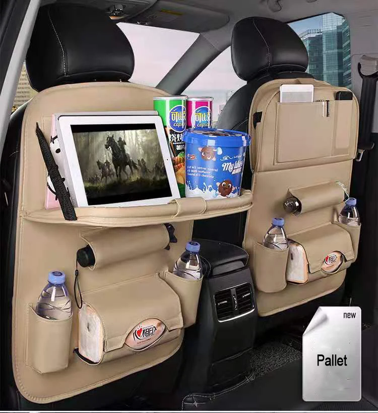 PU Leather Car Seat Organizer with Foldable Table Tray Backseat