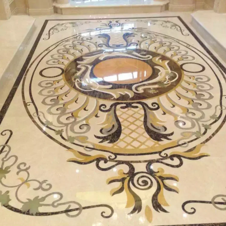 product high quality customization design water jet pattern medallion floor tiles for hotel labby decor flower marble water jet inlay-6